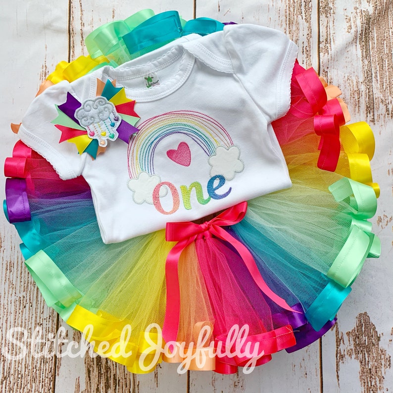 Rainbow Birthday Tutu Rainbow ONE tutu outfit Rainbow Tutu Outfit