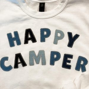 Denim Patched HAPPY CAMPER Crewneck