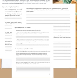 College Essay Brainstorming Worksheet | Personal Statement Planner, Common App Essay Guide | Printable PDF for High School Seniors