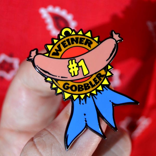 Hot Dog Funny Enamel Pin - Fun gift for foodies & pin collectors