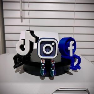 3D Printed Social Media Desk Toy Set: TikTok, Instagram, Facebook