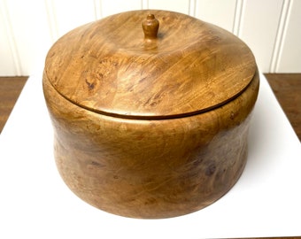 Vintage Wood Burl Trinket Box, Round Hand turned wood box, Home decor, Men’s Decor