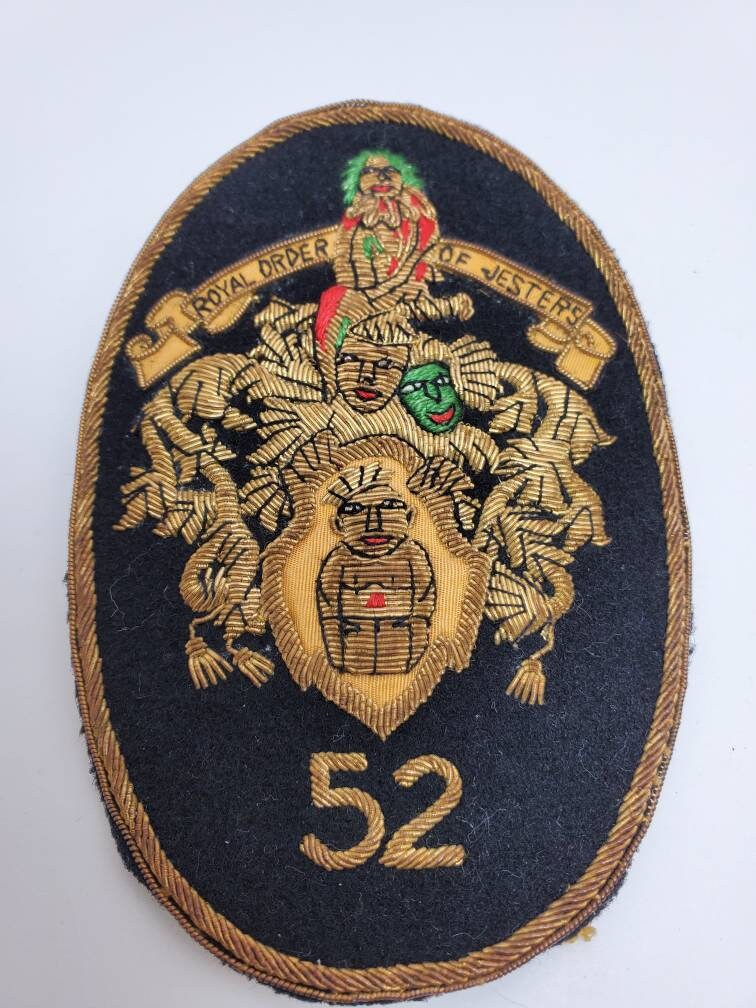 Vintage Royal Order of Jesters, Masonic Order, Hand Embroidered Patch