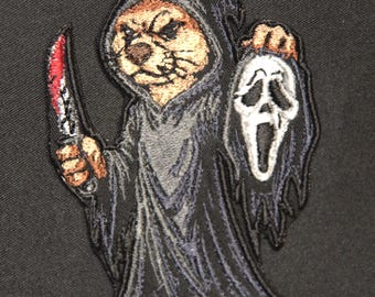 Vinyl, Ghost Face Embroidered Iron On Patch - Halloween Applique