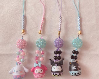 Llavero con colgante para teléfono y bolso con dije de gatito kawaii blandito de té de burbujas