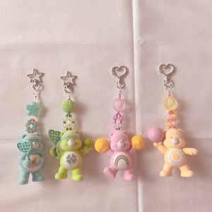 Brelok z koralikami w kształcie misiów z serii Fuzzy Care Bears, lata 80., dla dzieci