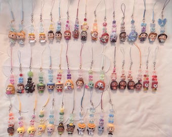 Colgante para teléfono con figura de princesa y cuentas / Llavero con forma de libro acogedor para niñas / Accesorios para bolsos