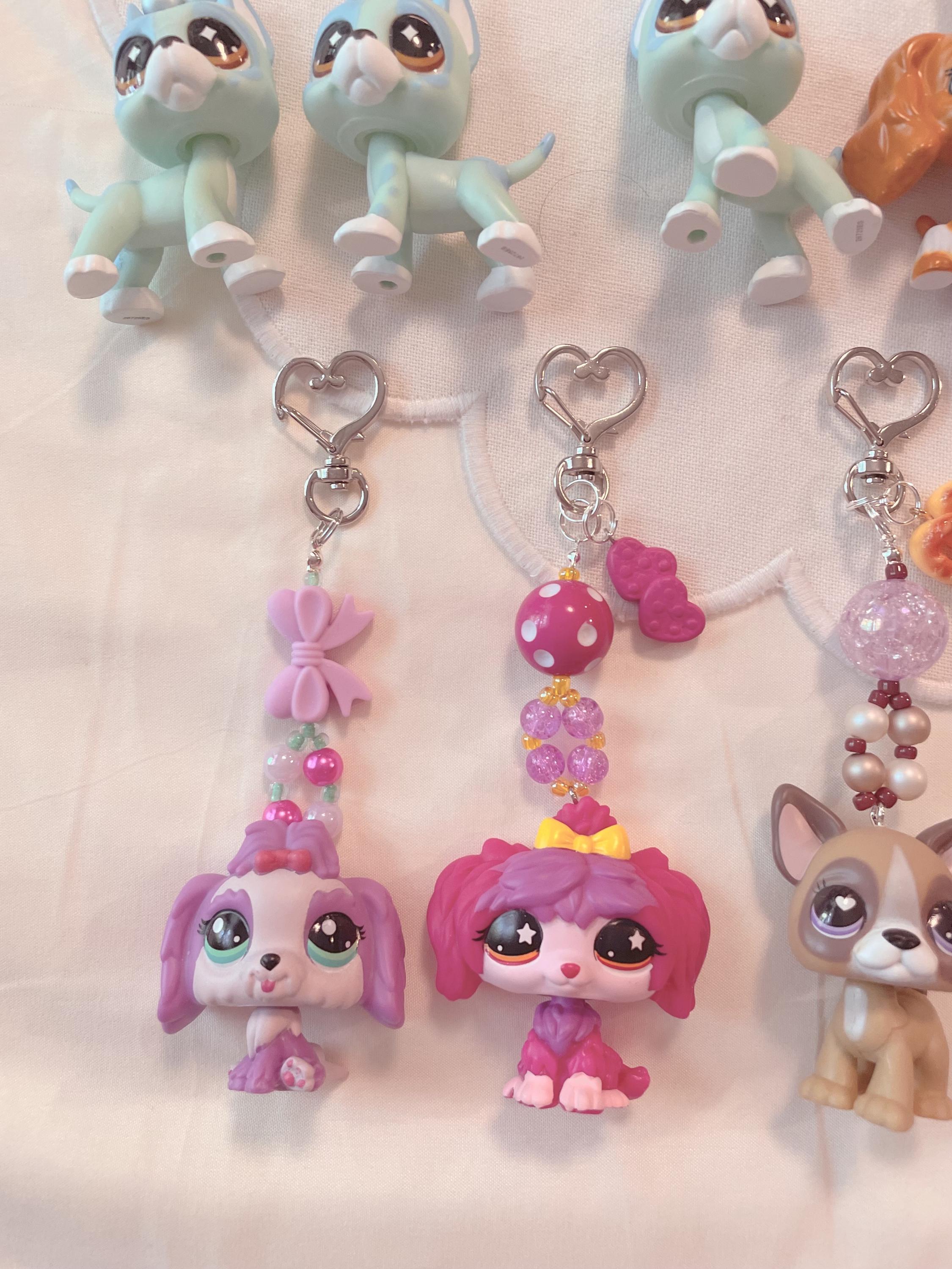 LPS Dog Keychain | Handmade Beaded Animal Charm, Y2K Nostalgia - Etsy