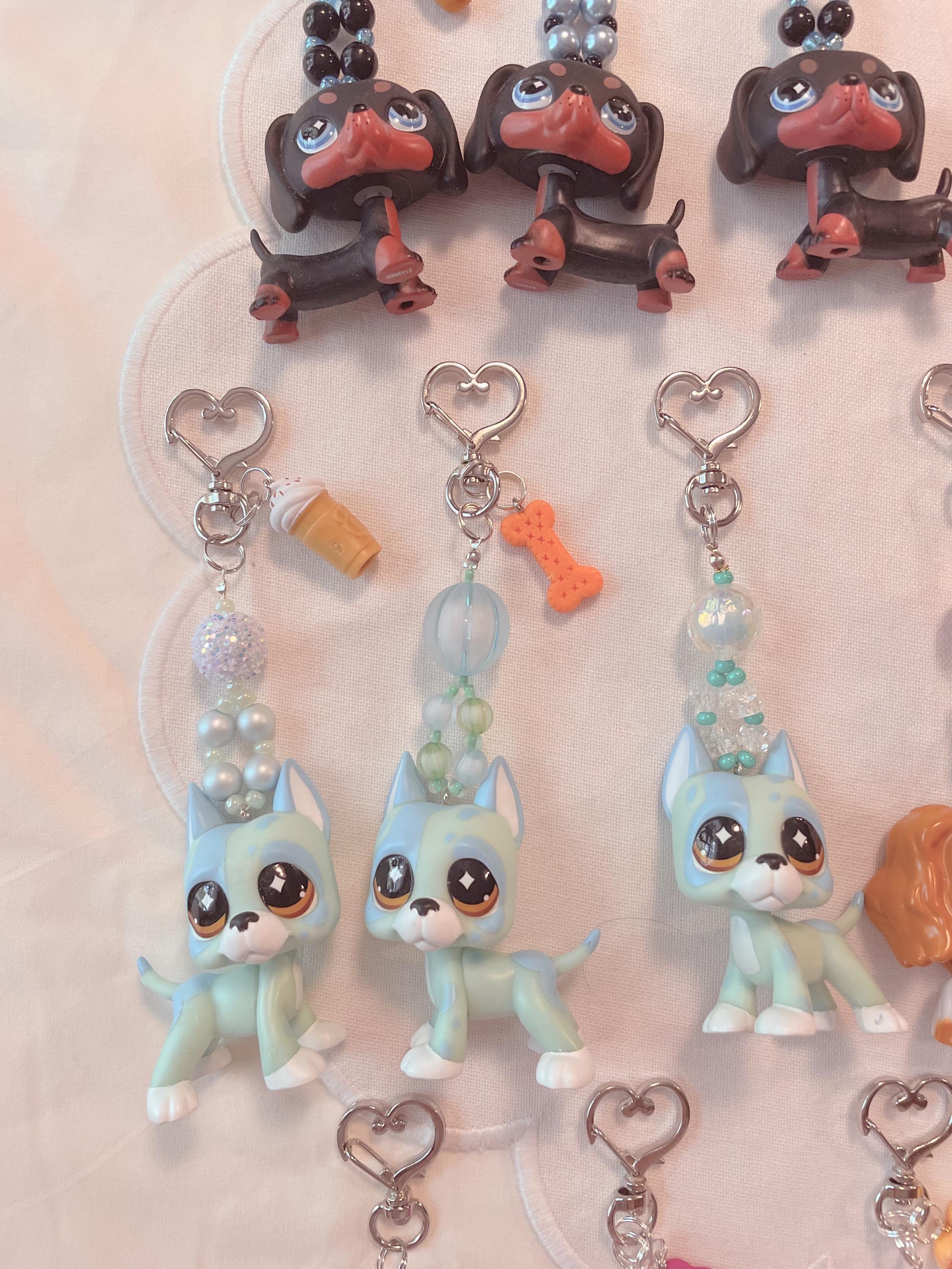 LPS Dog Keychain | Handmade Beaded Animal Charm, Y2K Nostalgia - Etsy
