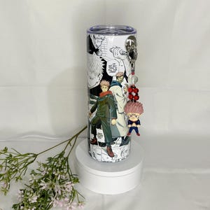 Anime Manga 20 oz Straight Tumbler With Figure Beaded Keychain