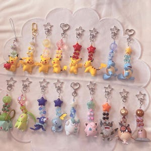 Poke Monster Figure Beaded Keychain Bag Charms Switch Charm Phone Charms