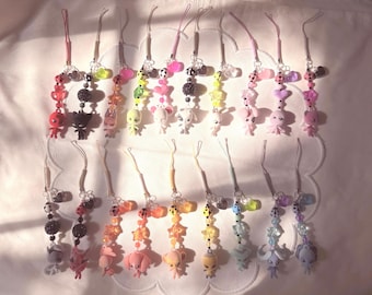 Handmade Chibi Anime Beaded Phone Charm Keychain Accessory – Kawaii Figurine Bag Charm