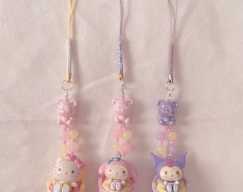 Llavero con colgante para bolso de gatito bebé con cuentas en tonos pastel