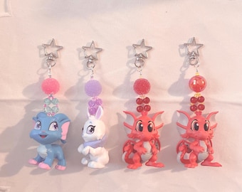 Neopets Draik Cybunny Beaded Keychain Bag Charm 2000s Nostalgia Trinket