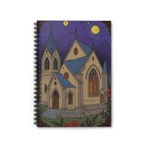 Celestial Church Spiral Notebook - Ruled Line, Spiritual Journal, Gothic Decor, Gift for Artists, Unique Stationery, Note-taking