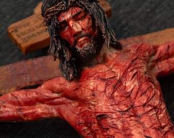 Jesus Crucifix, Passion of Christ, Realistic Hand-Painted, Christian Religious Artwork