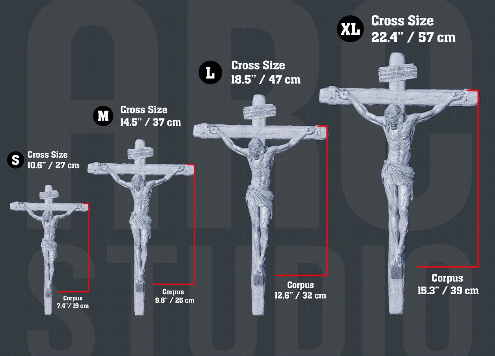 Jesus Crucifix, Passion of Christ, Realistic Hand-Painted, Christian Religious Artwork - M - 14.6" / 37 cm