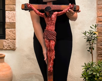 Korsfästelse för oss alla, realistiskt handmålat Jesuskrucifix av ARC Studio