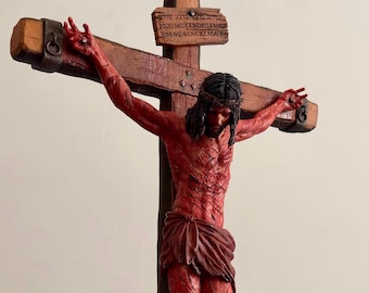 Jesus Crucifix, Passion of Christ, Realistic Hand-Painted, Christian Religious Artwork
