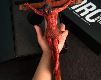 Jezus Ukrzyżowany, Męka Pańska, Realistyczne, ręcznie malowane, Chrześcijańskie Dzieło Religijne