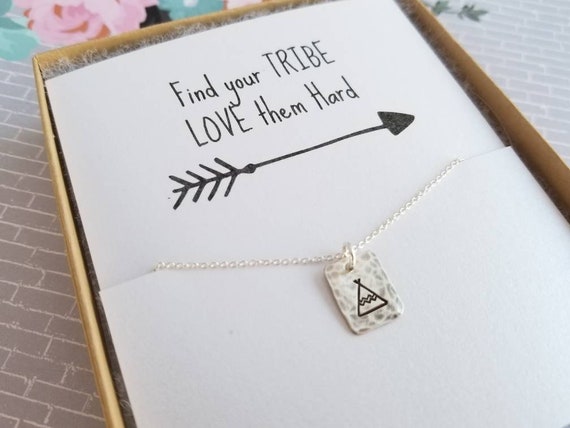 Find Your Tribe Friendship Necklace Sterling Silver Teepee