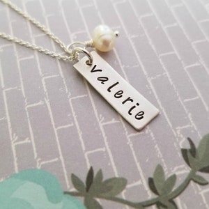 Personalized Necklace with Name, Stamped Mother's Necklace with Kids Name, Gift for New Mom