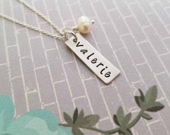 Personalized Necklace with Name, Stamped Mother's Necklace with Kids Name, Gift for New Mom