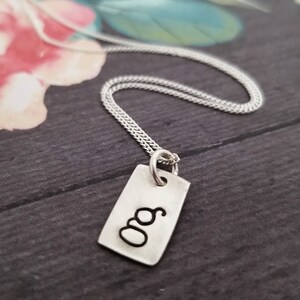 Dainty Initial Necklace Hand Stamped Monogram Sterling Silver Tag, Layering Necklace