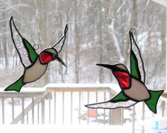 Ruby Throated Hummingbird Suncatchers set of TWO