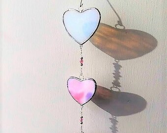 Heart Quartet Stained Glass Sun Catcher with Swarovski Crystals