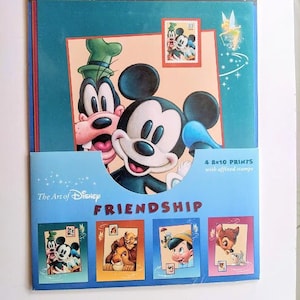 Vintage USPS The Art of Disney 4- 8 x 10&quot; Prints w/ Stamps Affixed New Sealed in Plastic AND Vintage Stamp collection New and Used 1938-1987