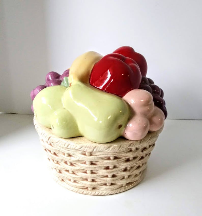 Vintage Fruit Basket Ceramic Cookie Jar 1970s FREE SHIPPING Etsy
