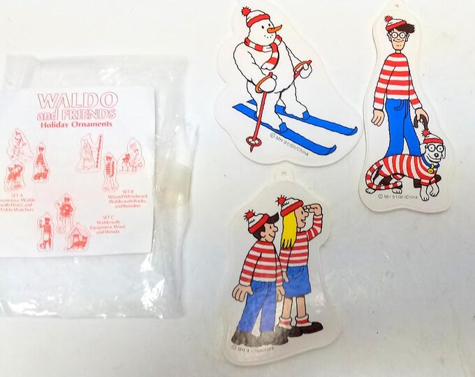 Vintage Where's Waldo and Friends Ornaments From Hardees Complete Set