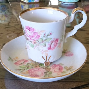 Vintage Bareuther Waldsassen Bavaria Germany Footed Gold Rimmed Bone China Cup and Saucer-