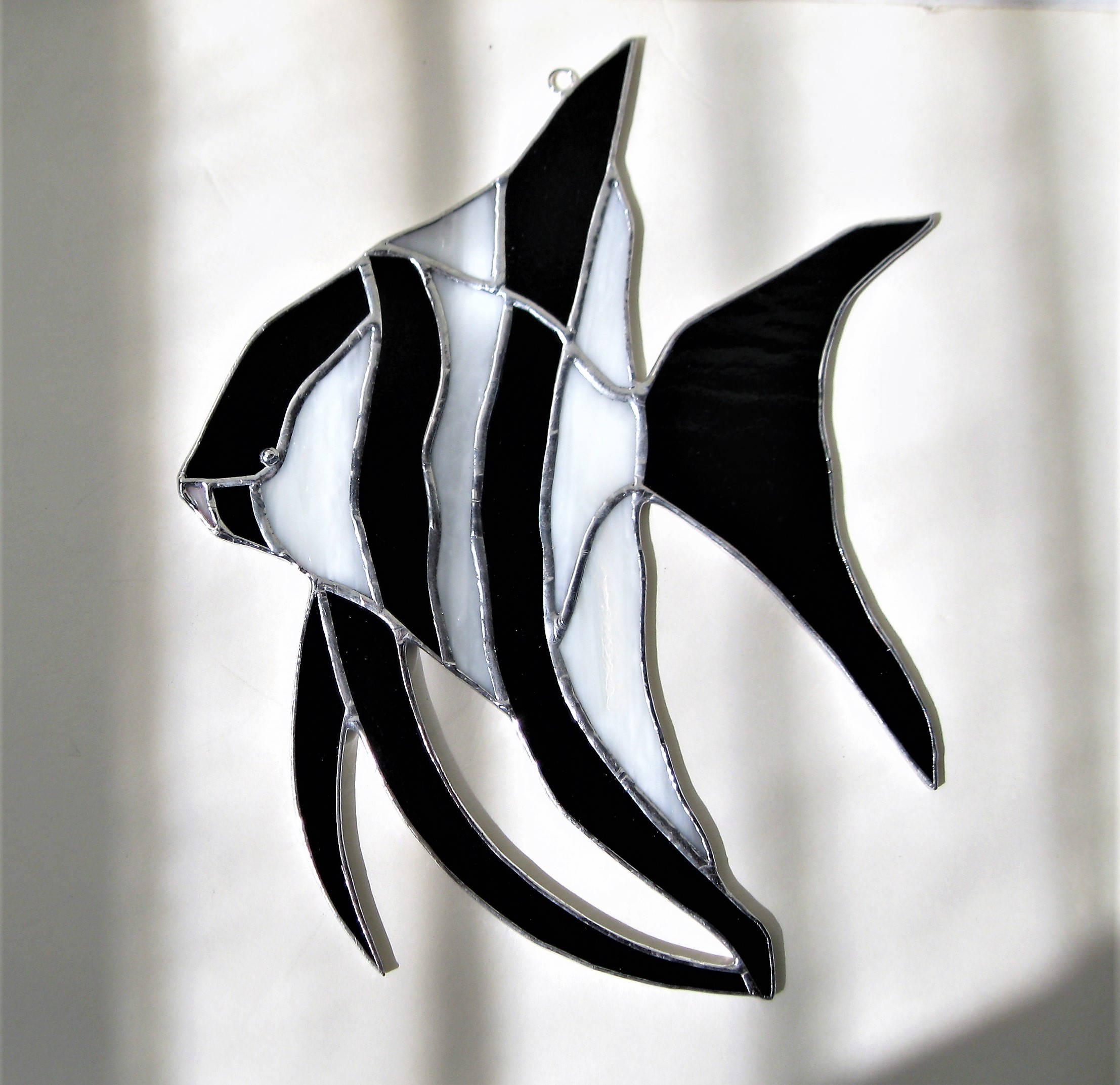 Angelfish Sun Catcher in Black and White Stained Glass FREE Etsy