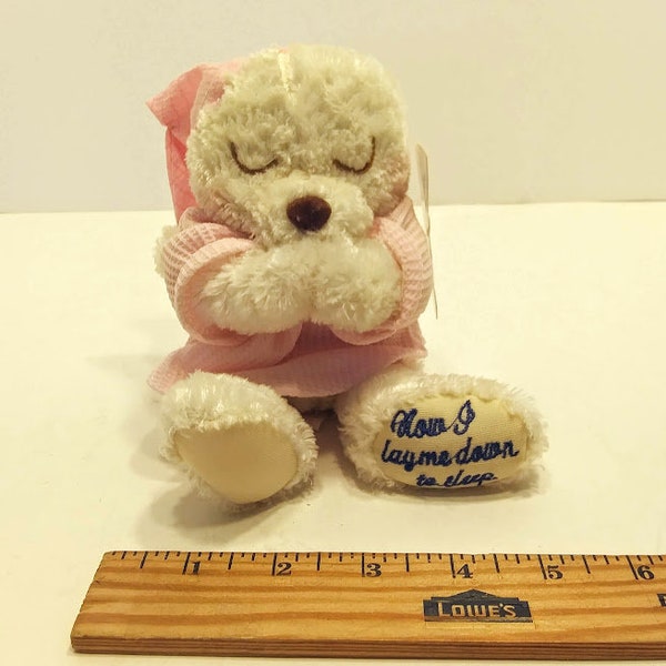 Cal Plush "Nap Time" Soft Pink Baby Bear Rattle New with Tags