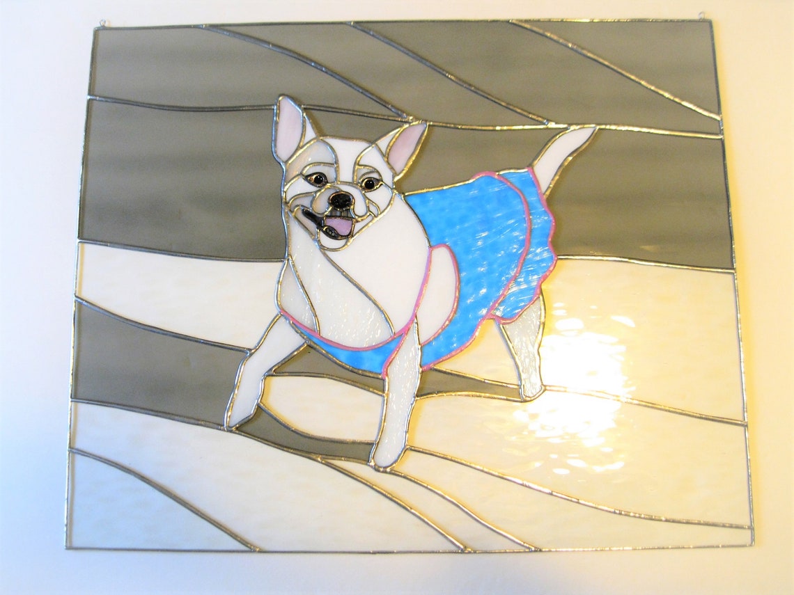 Custom Made Stained Glass Dog Portrait 8 x 10 from Etsy