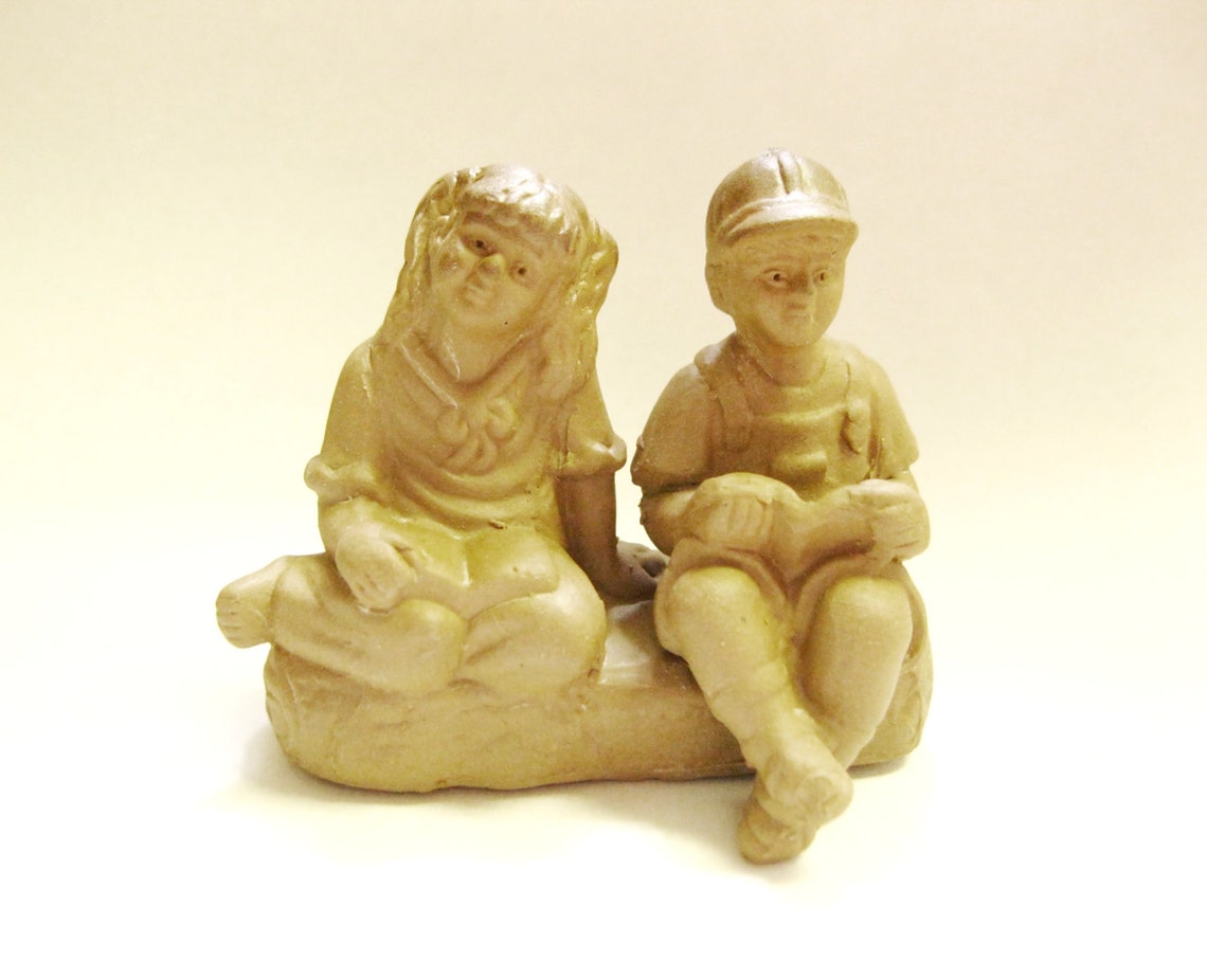 Vintage Boy and Girl Figurineshekwan Mudware Bonsai and Etsy