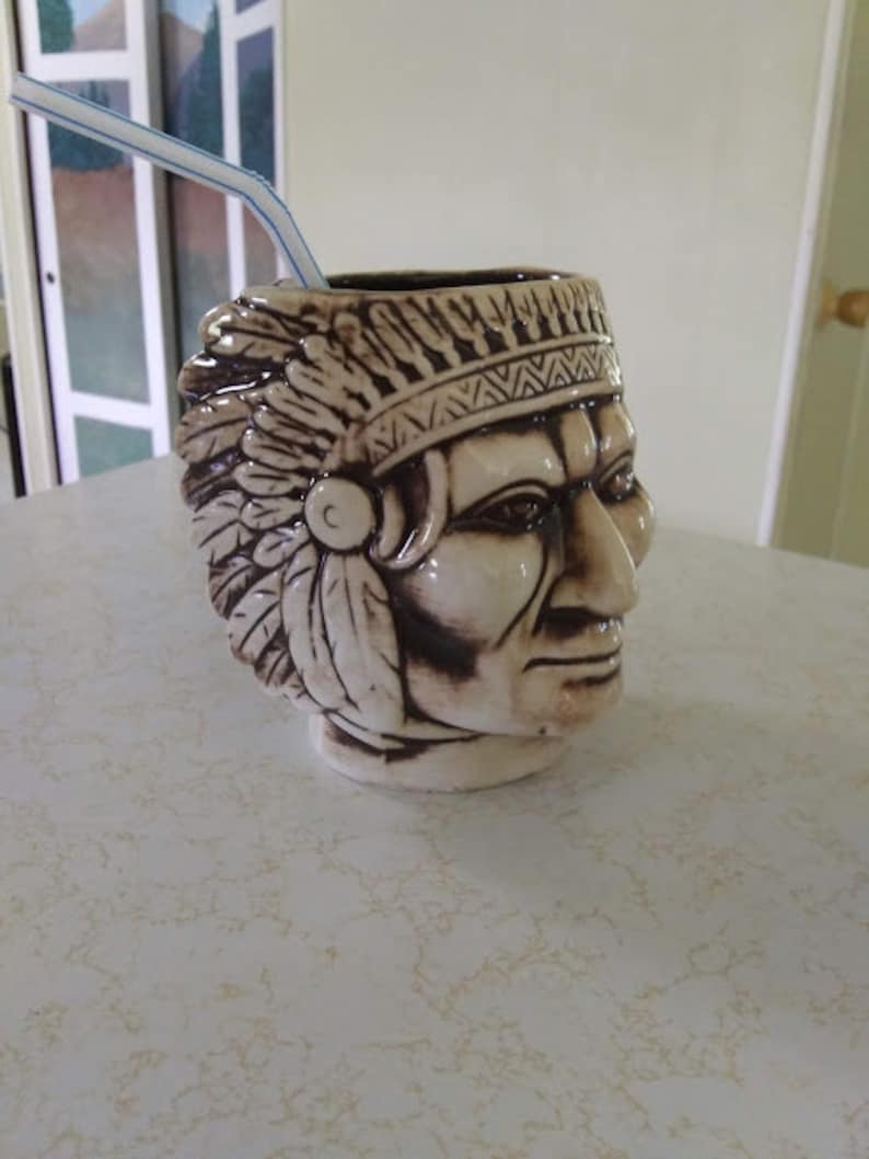 Vintage Tiki Mugs Set of 2 chiefs NIB FREE Etsy