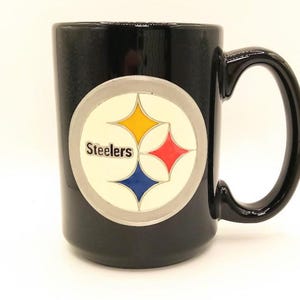 Pittsburgh Steelers Large Ceramic Coffee Mug with Pewter Emblem 15 oz NOS