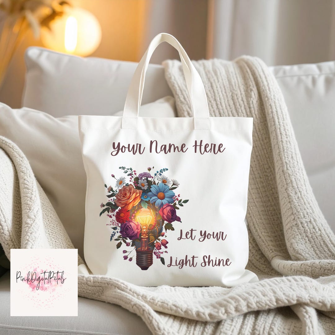 Personalized Faith Inspired Tote Bag - Let Your Light Shine Travel Tote ...