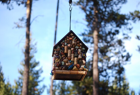Nichoir Mosaïque Volière Grande Cage à Oiseau Volière Extérieure Avec Violet Améthyste Et Hiboux Maison Doiseau Mosaïque Pour Les Amateurs De Vin
