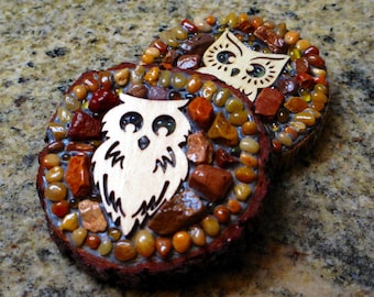 Rustic Mosaic Owl Magnets, Set of Two