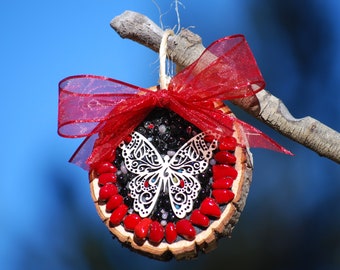 Mosaic Butterfly Ornament and Rustic Christmas Decoration, Great for Stocking Stuffers or gift for a Teacher