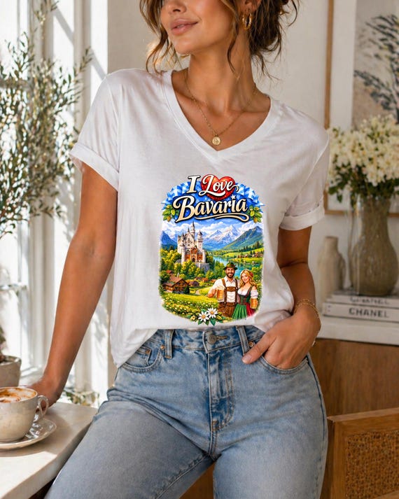 V Neck I Love Bavaria Shirt: Oktoberfest German Beer Festival Tee Women's Outfit