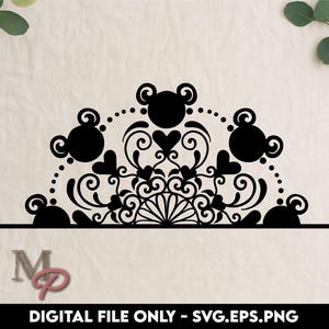 Hidden Mouse Ears Mandala Cut File | Triple Circle Boho Mandala : SVG, PNG, EPS Digital Files