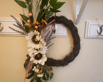 Spring sunflower wreath