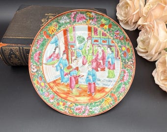 Piatto antico cinese con mandarino rosa