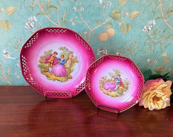 Assiettes réticulées de style Schwarzenhammer Bavaria Fragonard