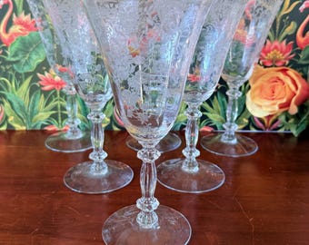 Set of 6 Cambridge Portia Clear Water Goblets with Stem 3130